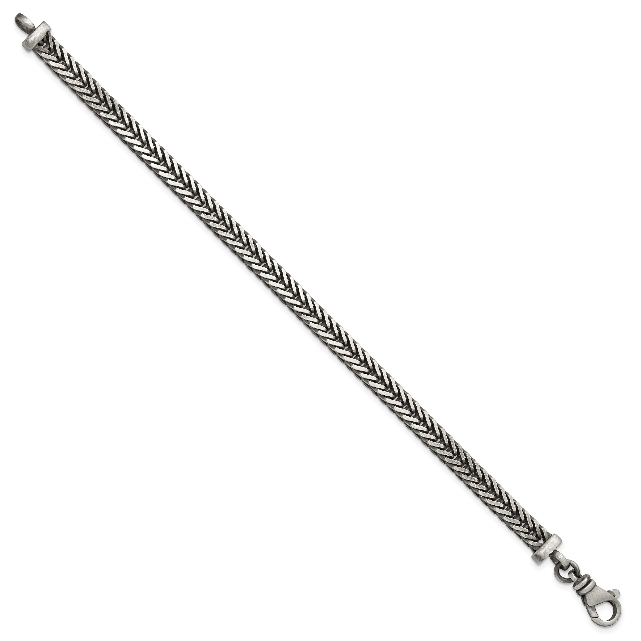 Sterling Silver Antiqued 5.5mm Franco Link Mens 8 inch Bracelet