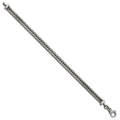 Sterling Silver Antiqued 5.5mm Franco Link Mens 8 inch Bracelet