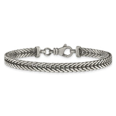 Sterling Silver Antiqued 5.5mm Franco Link Mens 8 inch Bracelet