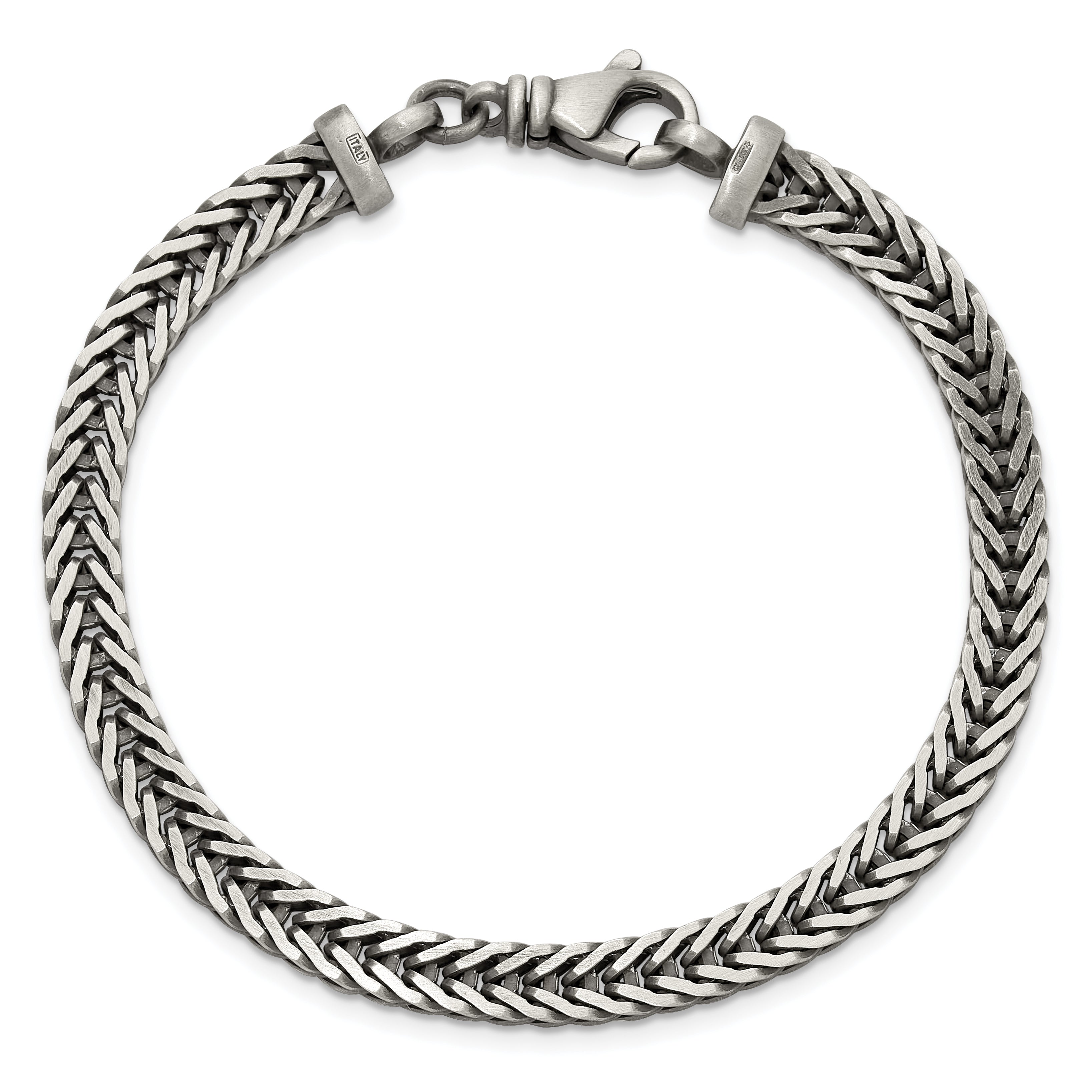 Sterling Silver Antiqued 5.5mm Franco Link Mens 8 inch Bracelet