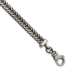 Sterling Silver Antiqued 5.5mm Franco Link Mens 8 inch Bracelet