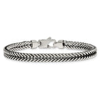 Sterling Silver Antiqued Polished 6mm Wheat Chain 8 inch Bracelet