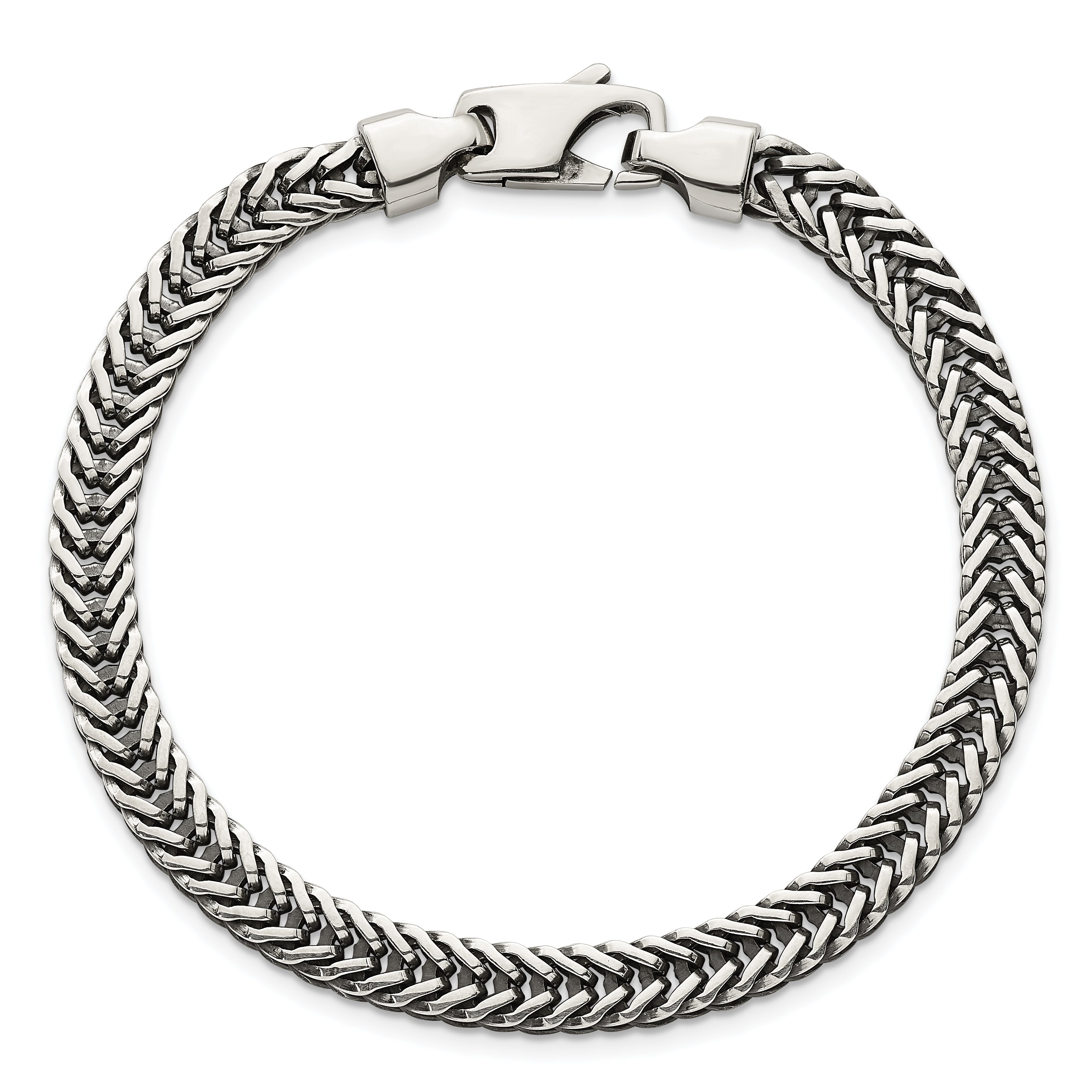 Sterling Silver Antiqued Polished 6mm Wheat Chain 8 inch Bracelet