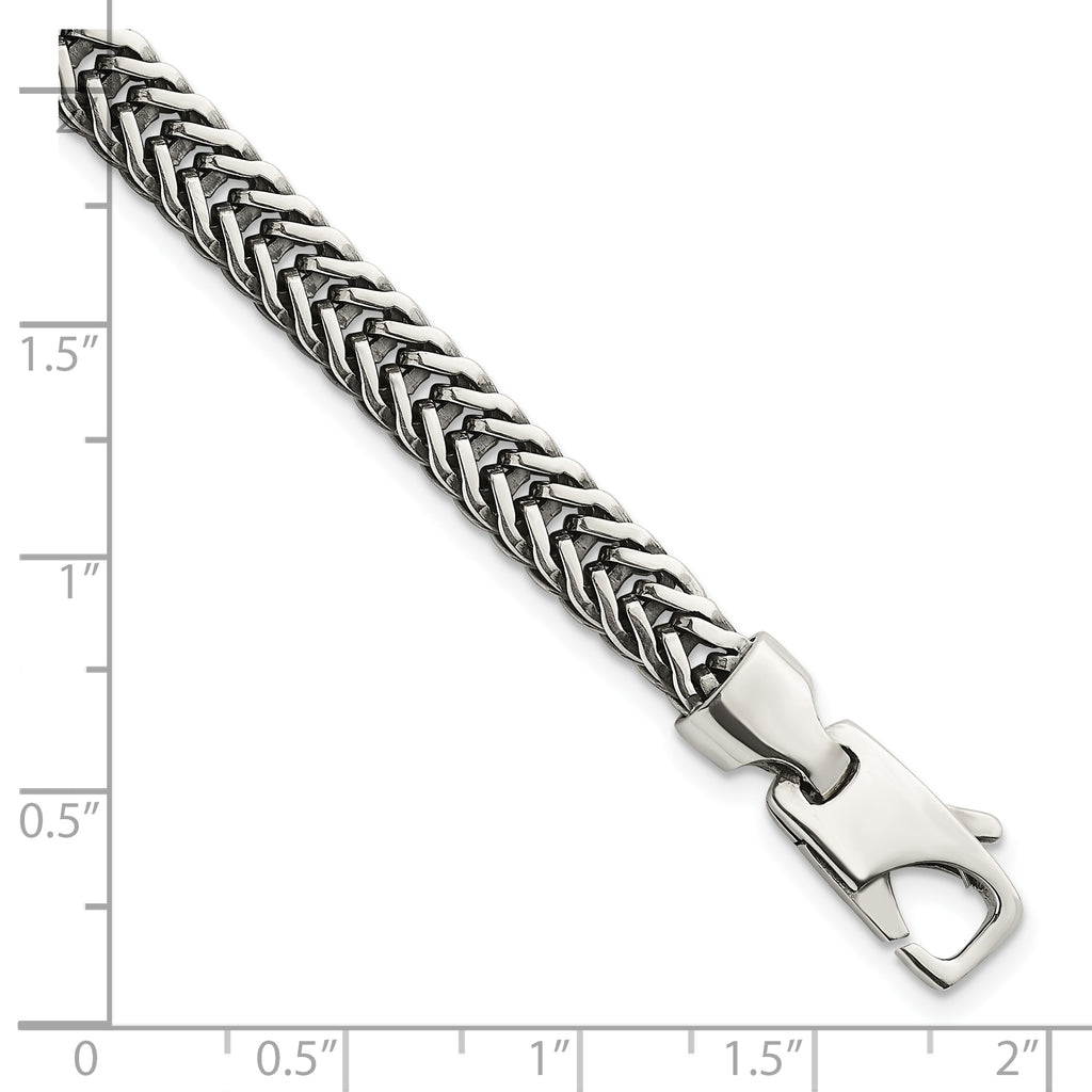 Sterling Silver Antiqued Polished 6mm Wheat Chain 8 inch Bracelet