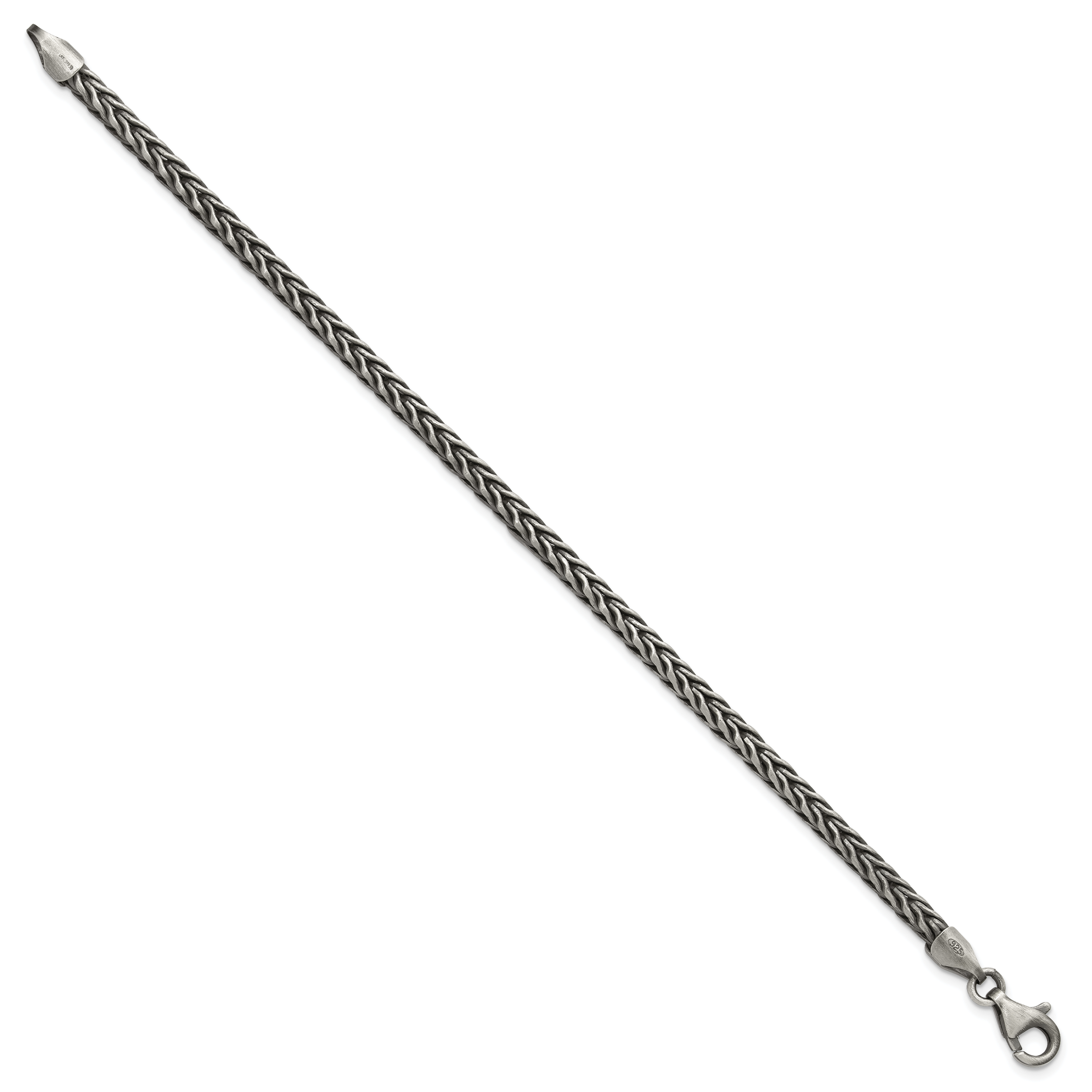 Sterling Silver Antiqued 3.9mm Wheat Link Mens 8 inch Bracelet Secondary image