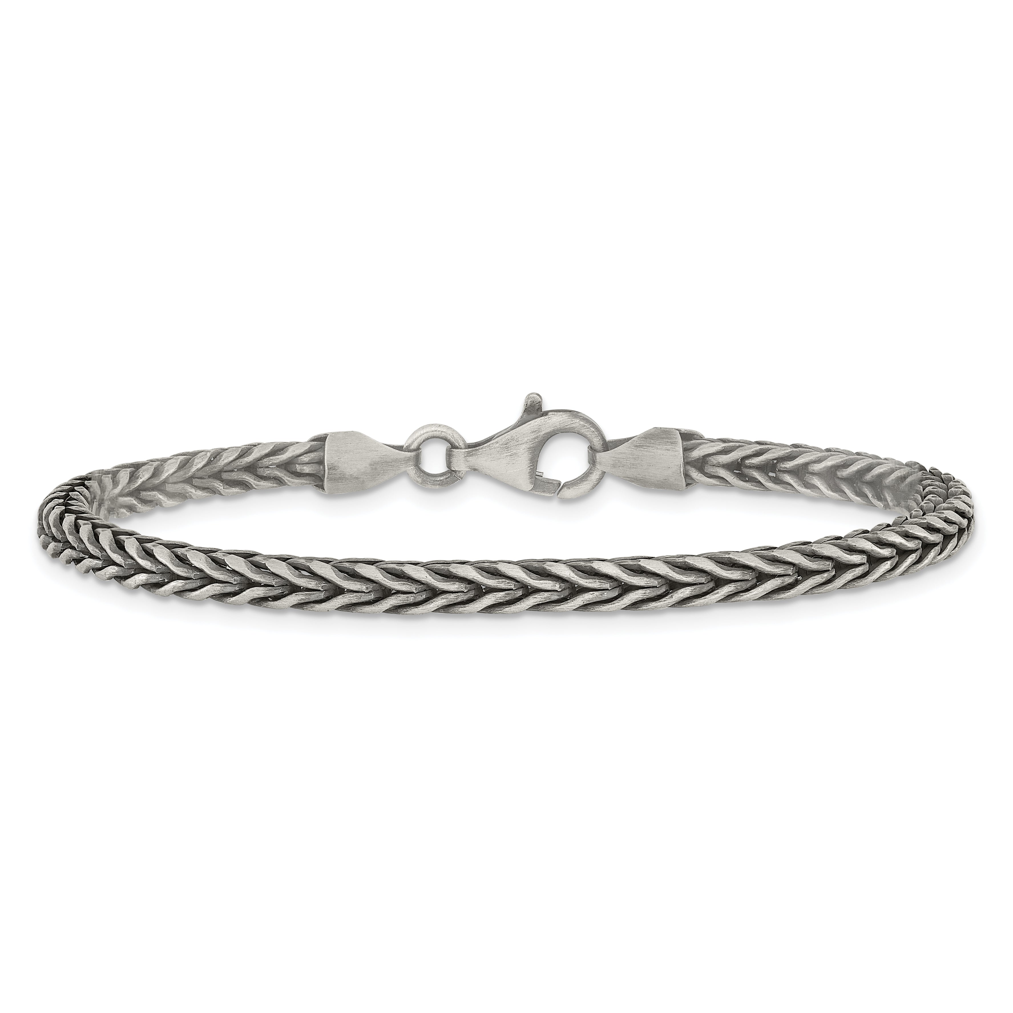 Sterling Silver Antiqued 3.9mm Wheat Link Mens 8 inch Bracelet