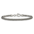 Sterling Silver Antiqued 3.9mm Wheat Link Mens 8 inch Bracelet