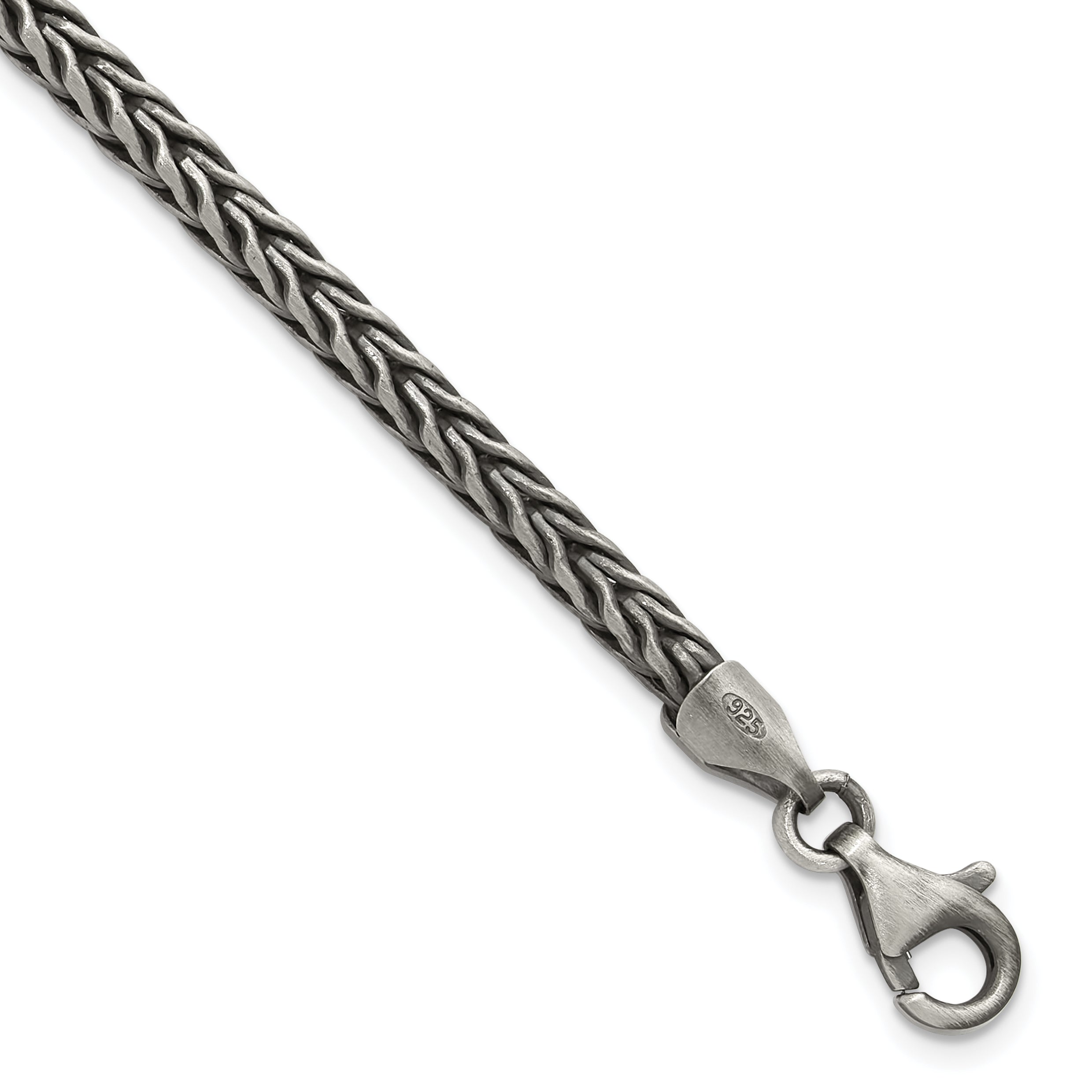 Sterling Silver Antiqued 3.9mm Wheat Link Mens 8 inch Bracelet Main image