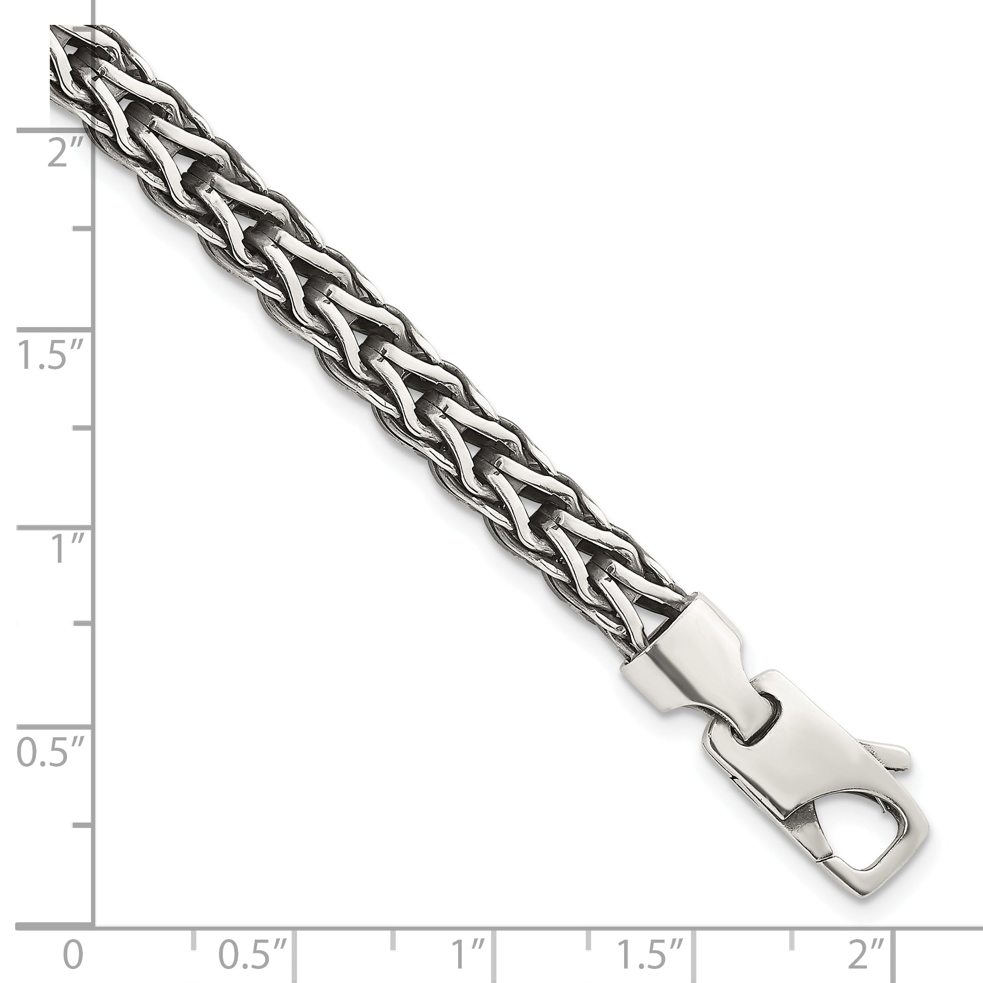 Sterling Silver Antiqued Polished 6mm Fancy Flat Chain 7.75 inch Bracelet