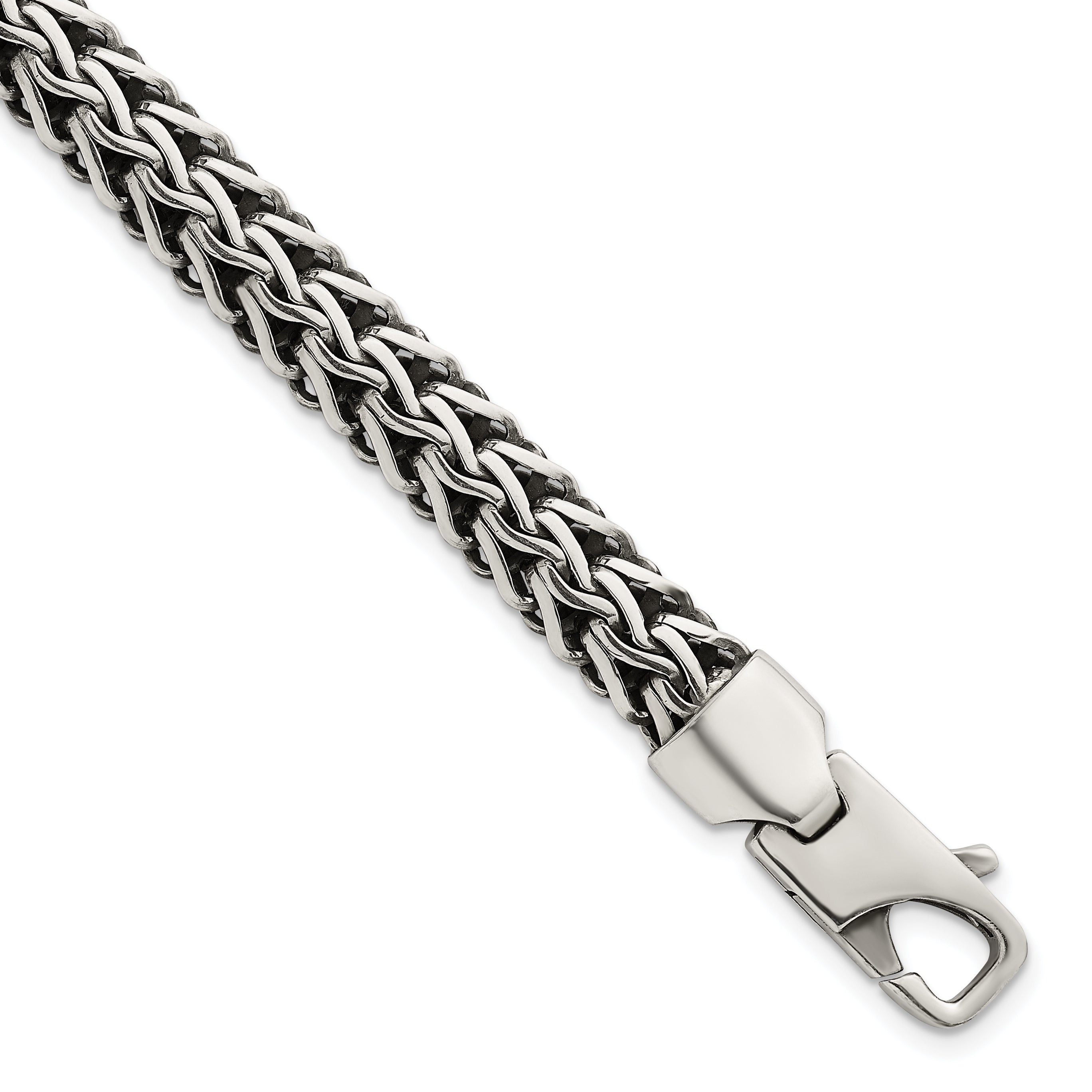 Sterling Silver Antiqued Polished 8.25mm Fancy Chain 7.75 inch Bracelet Main image