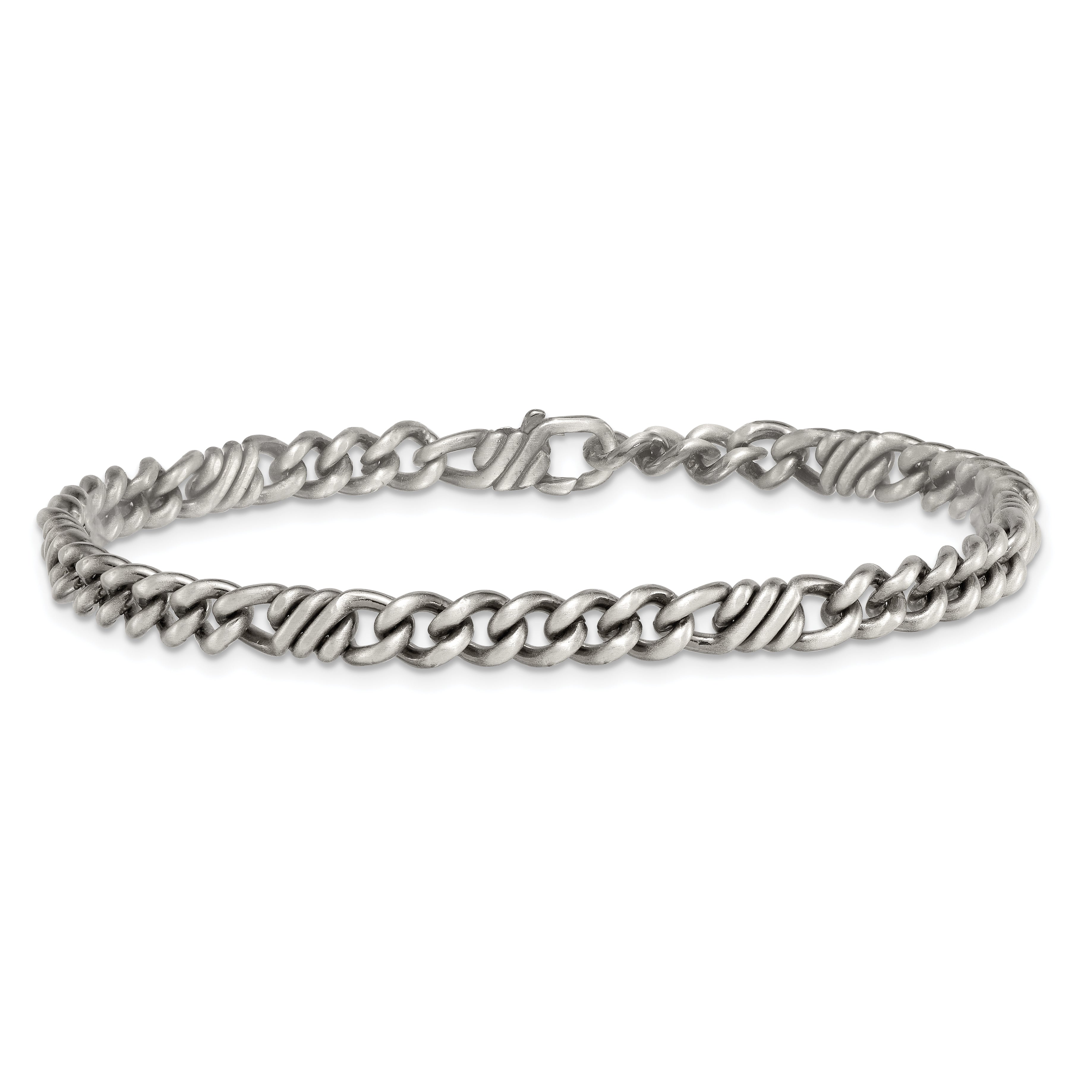 Sterling Silver Black Ruthenium-plated Brushed Fancy Curb Chain Mens 8.5 inch Bracelet