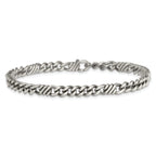 Fancy Curb Chain Bracelet in Sterling Silver, 8.5 Inch - Sophia Jewelers