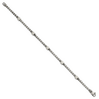 Sterling Silver Black Ruthenium-plated Brushed Box Chain and Beads Mens 8.5 inch Bracelet