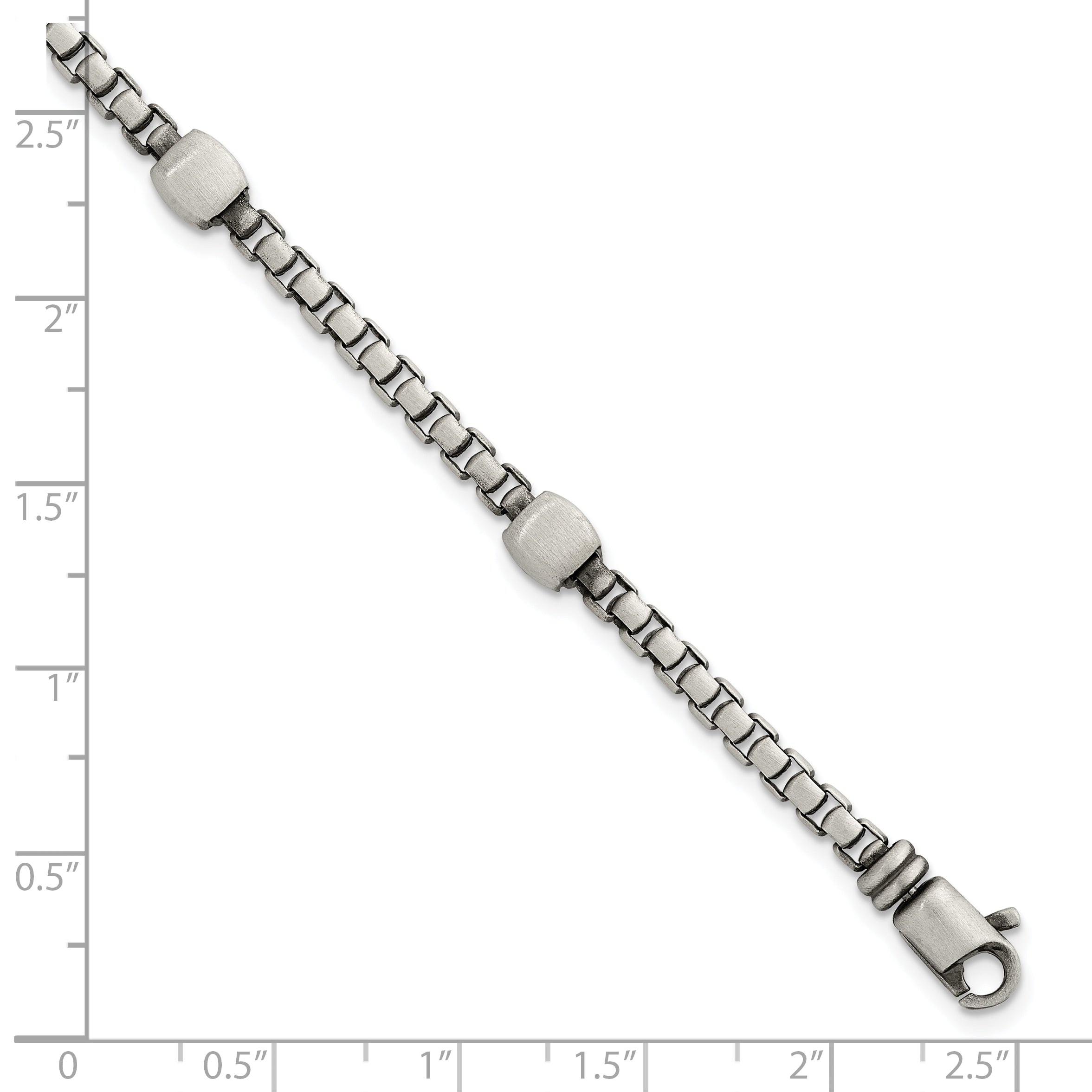 Sterling Silver Black Ruthenium-plated Brushed Box Chain and Beads Mens 8.5 inch Bracelet