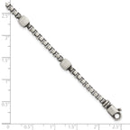 Sterling Silver Black Ruthenium-plated Brushed Box Chain and Beads Mens 8.5 inch Bracelet