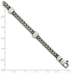 Sterling Silver Black Ruthenium-plated Brushed Franco Chain and Beads Mens 8.5 inch Bracelet