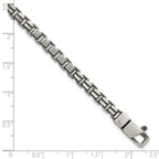 Sterling Silver Black Ruthenium-plated Brushed and Textured Fancy Box Chain Mens  8.5 inch Bracelet