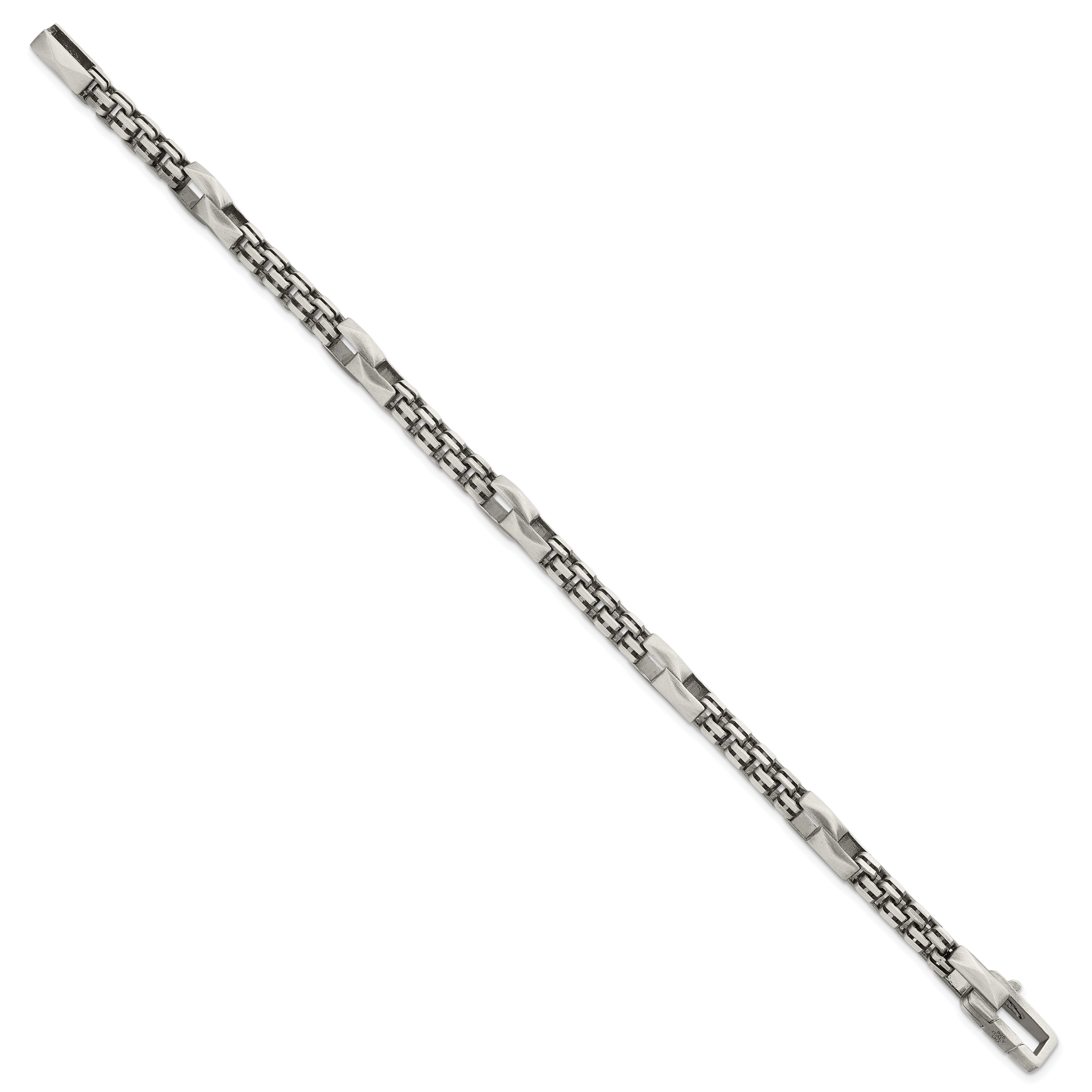 Sterling Silver Black Ruthenium-plated Brushed Fancy Box Chain Mens 8.5 inch Bracelet Secondary image