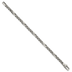 Sterling Silver Black Ruthenium-plated Brushed Fancy Box Chain Mens 8.5 inch Bracelet