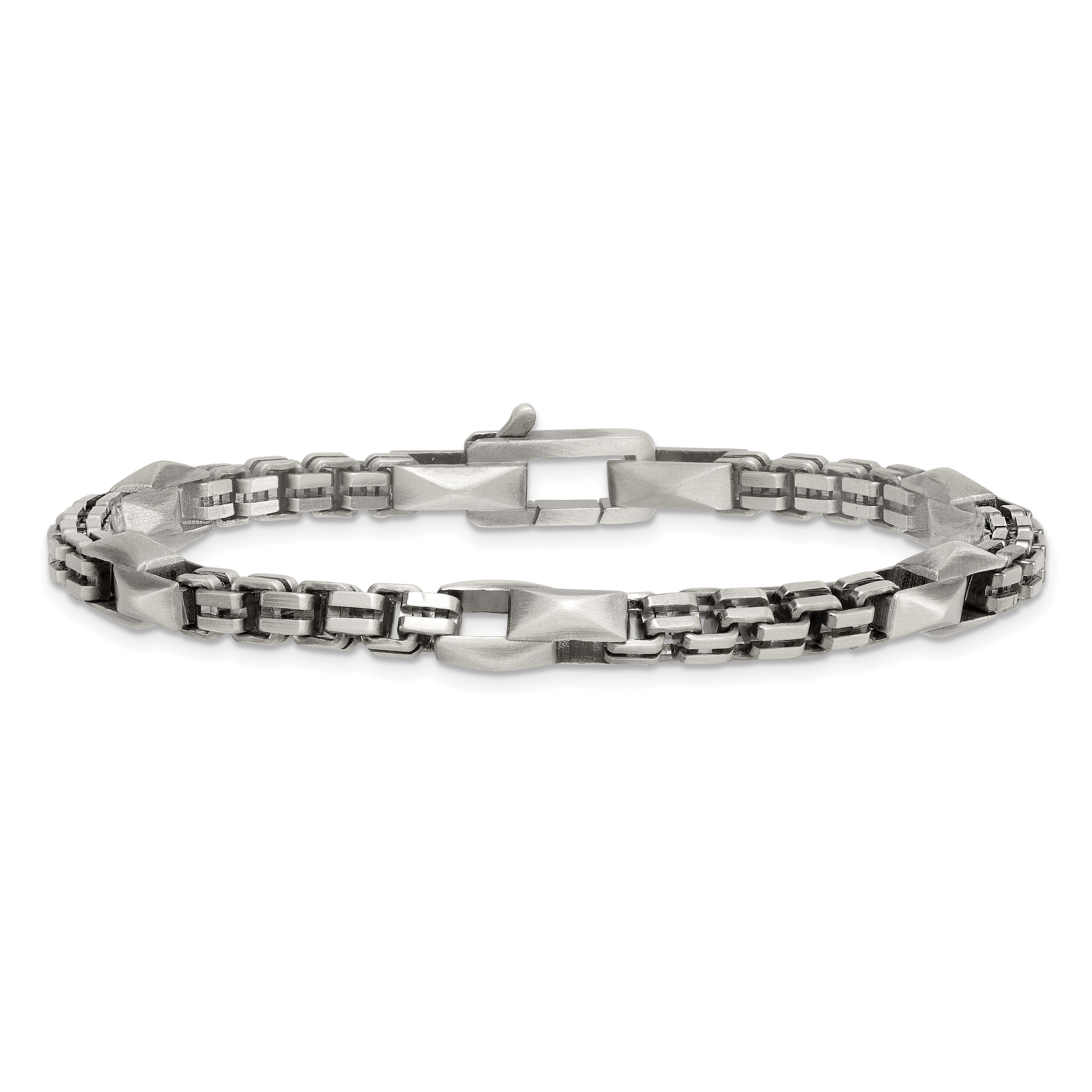 Sterling Silver Black Ruthenium-plated Brushed Fancy Box Chain Mens 8.5 inch Bracelet
