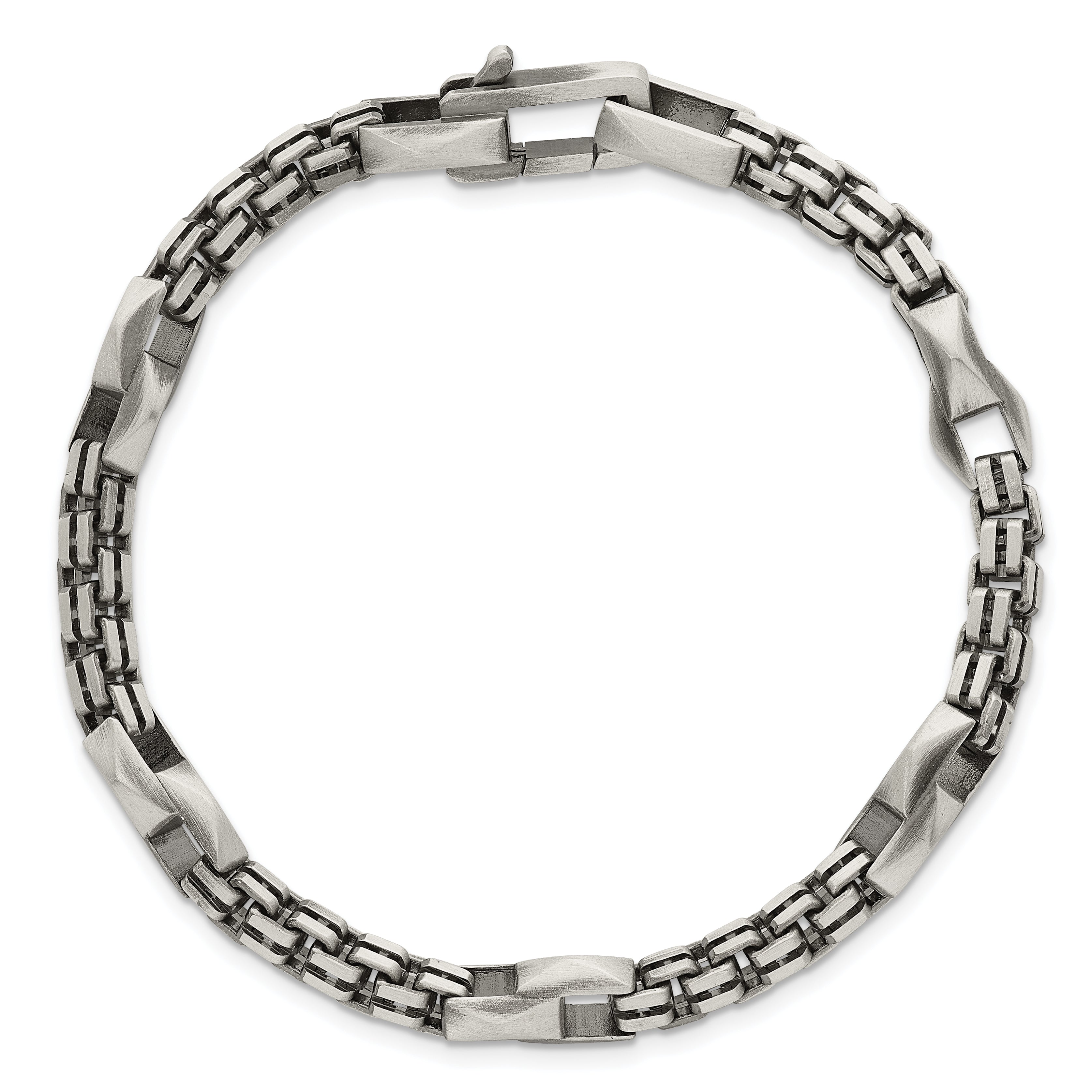 Sterling Silver Black Ruthenium-plated Brushed Fancy Box Chain Mens 8.5 inch Bracelet