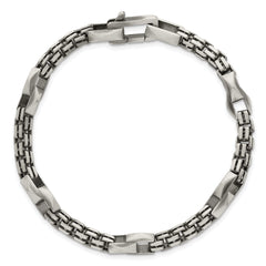 Sterling Silver Black Ruthenium-plated Brushed Fancy Box Chain Mens 8.5 inch Bracelet