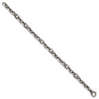 Sterling Silver Black Ruthenium-plated Brushed and Textured Fancy Link Mens 8.25 inch Bracelet