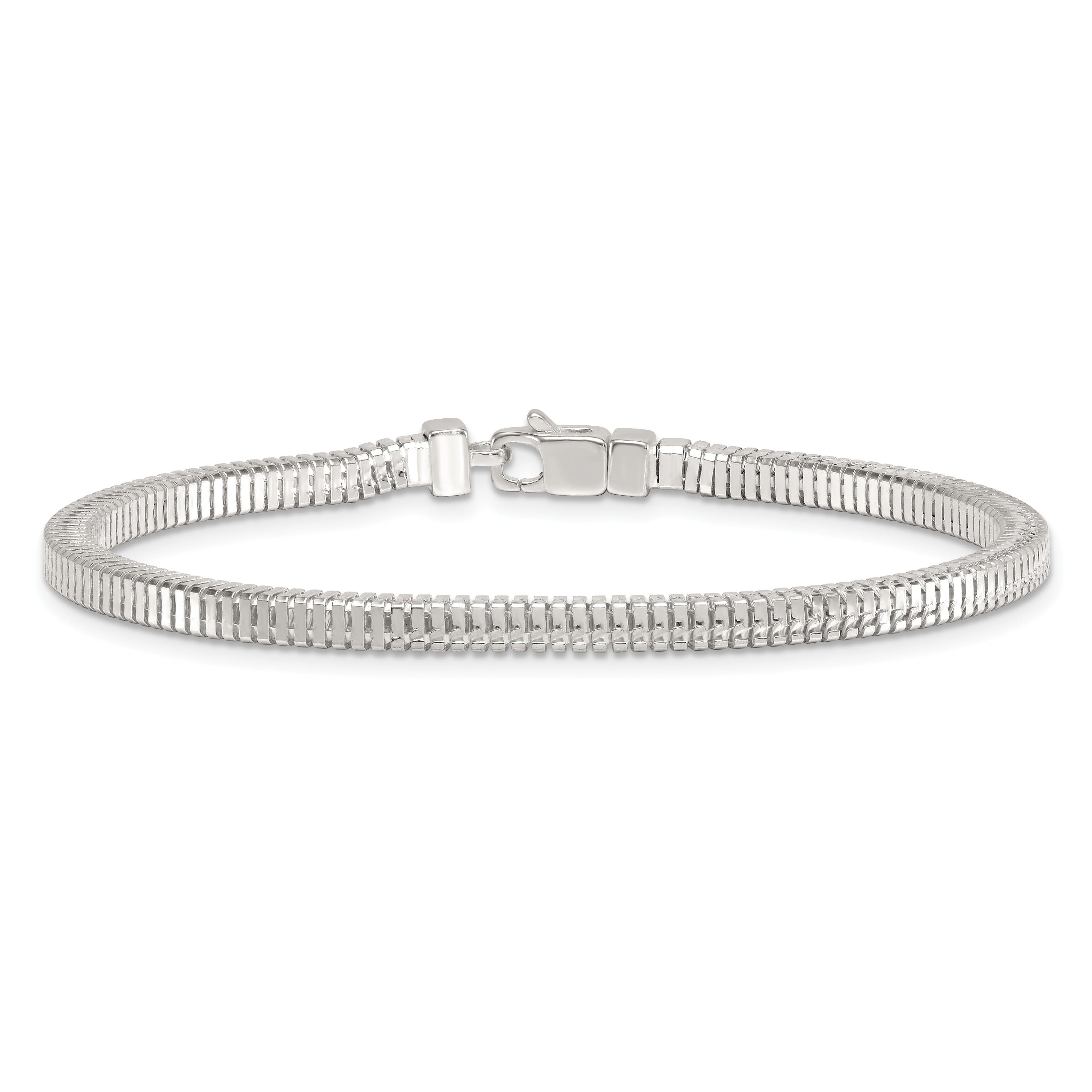 Sterling Silver Polished Fancy 3.5mm Square Snake Link 8 Inch Bracelet