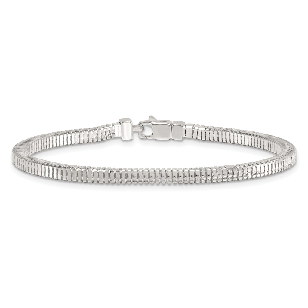 Sterling Silver Polished Fancy 3.5mm Square Snake Link 8 Inch Bracelet