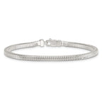 Sterling Silver Polished Fancy 3.5mm Square Snake Link 8 Inch Bracelet
