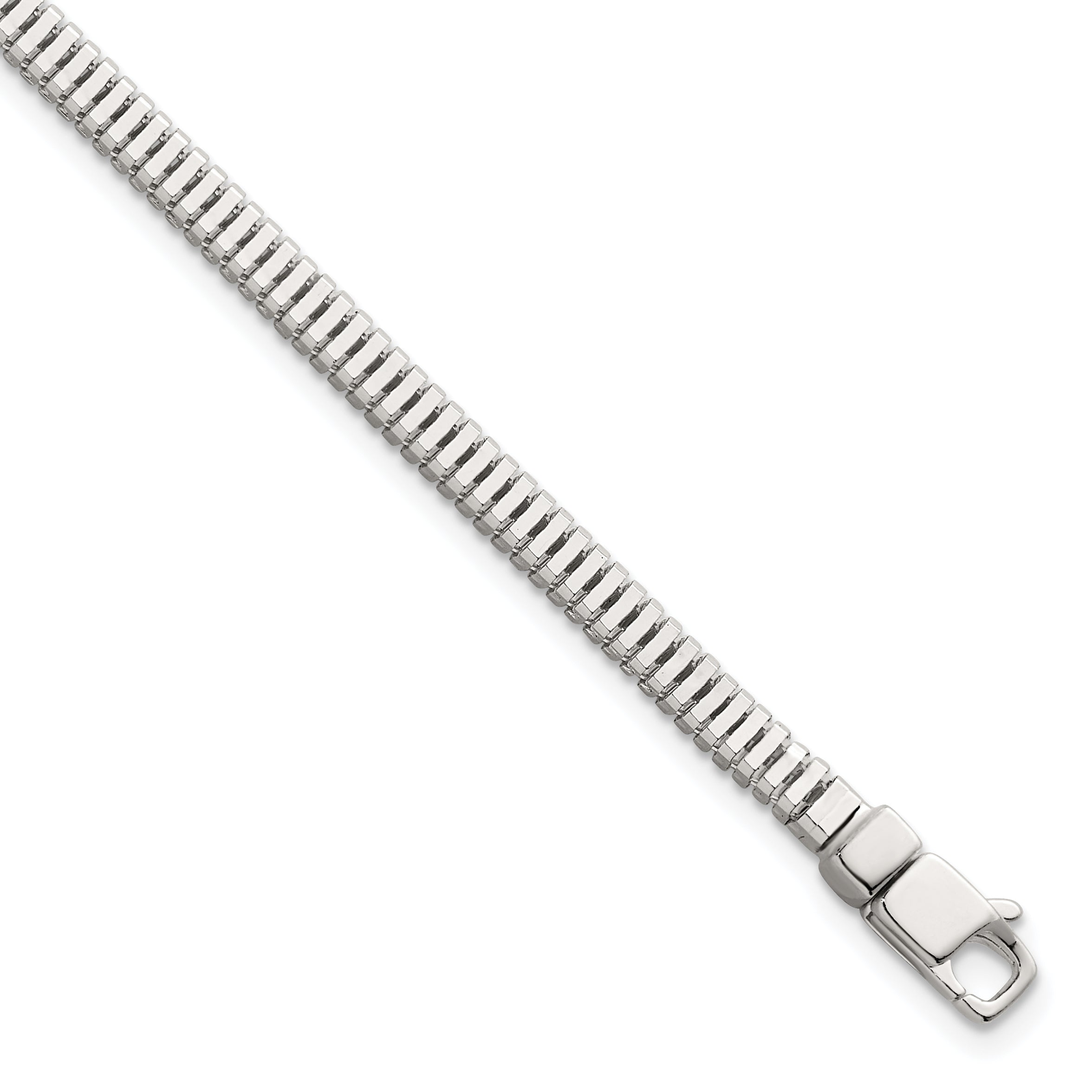 Sterling Silver Polished Fancy 3.5mm Square Snake Link 8 Inch Bracelet