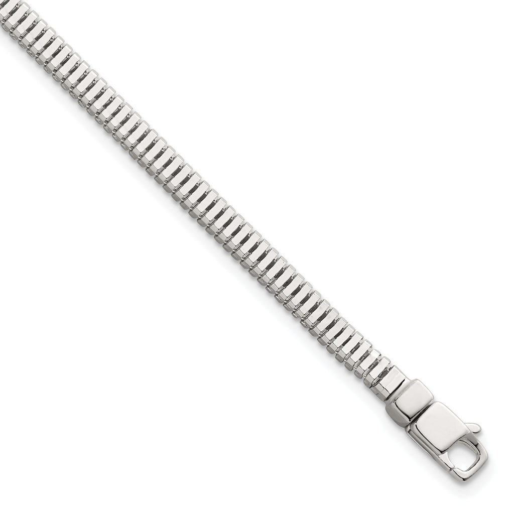 Sterling Silver Polished Fancy 3.5mm Square Snake Link 8 Inch Bracelet