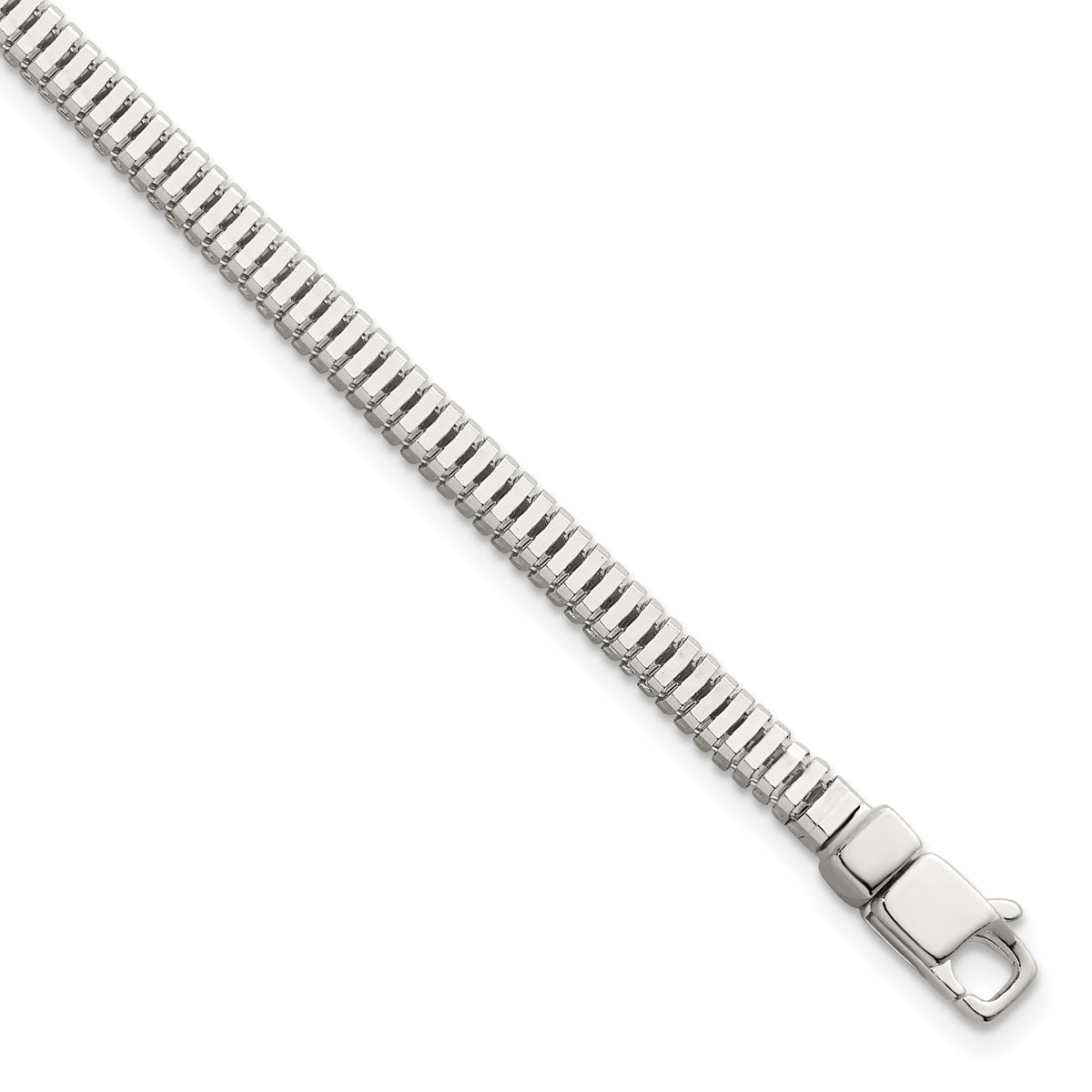 Sterling Silver Polished Fancy 3.5mm Square Snake Link 8 Inch Bracelet