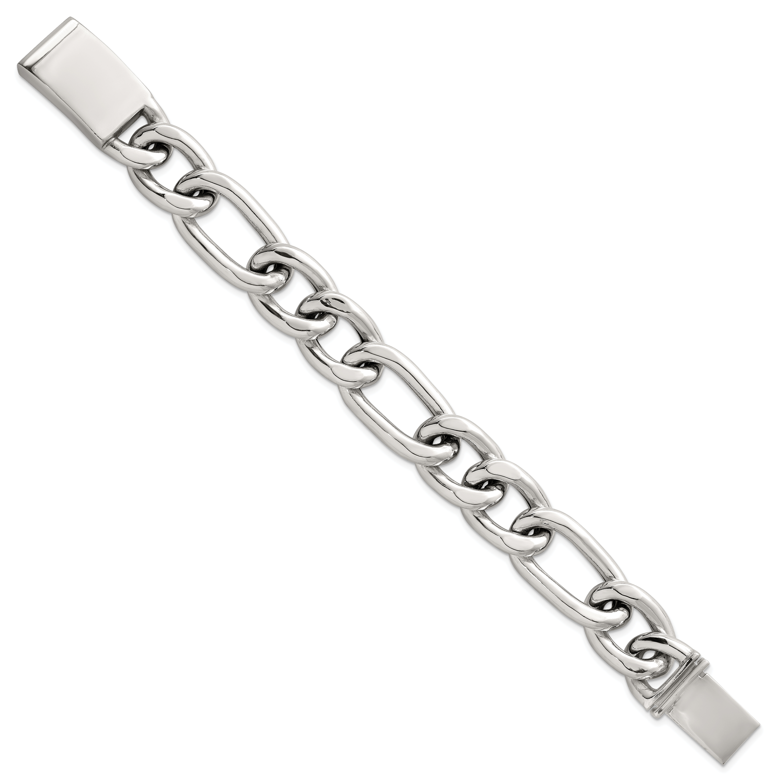 Sterling Silver Polished 17.0mm Figaro Curb 8 Inch Mens Bracelet Secondary image