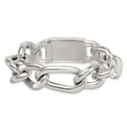 Sterling Silver Polished 17.0mm Figaro Curb 8 Inch Mens Bracelet