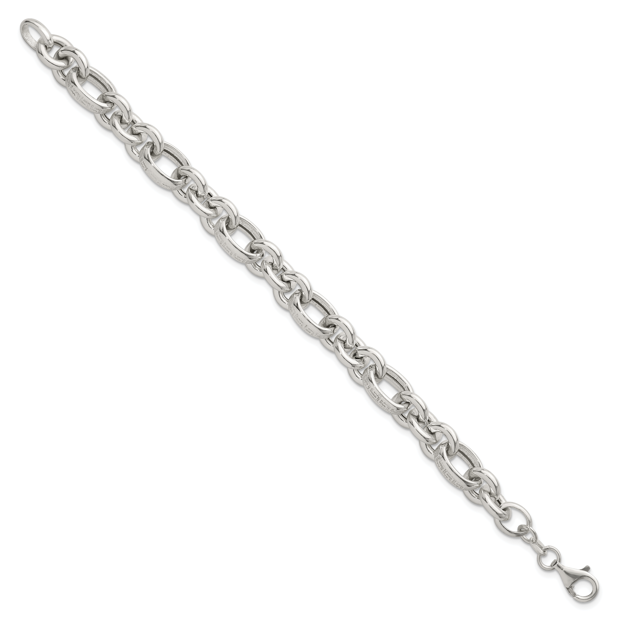 Sterling Silver Polished and Greek Key Links 7.5 inch Bracelet Secondary image