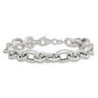 Sterling Silver Polished and Greek Key Links 7.5 inch Bracelet