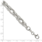 Sterling Silver Polished and Greek Key Links 7.5 inch Bracelet