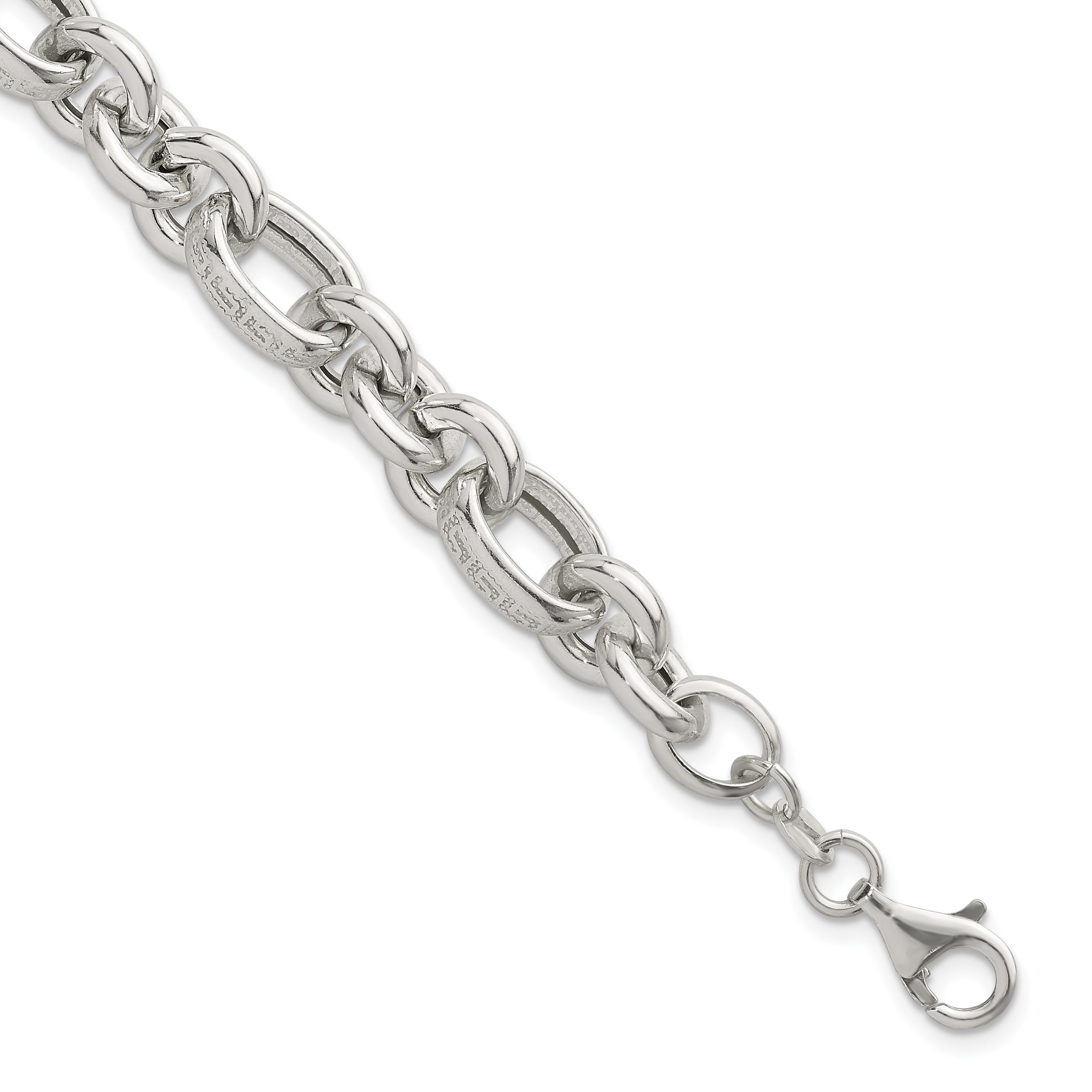 Sterling Silver Polished and Greek Key Links 7.5 inch Bracelet Main image