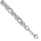 Sterling Silver Polished and Greek Key Links 7.5 inch Bracelet