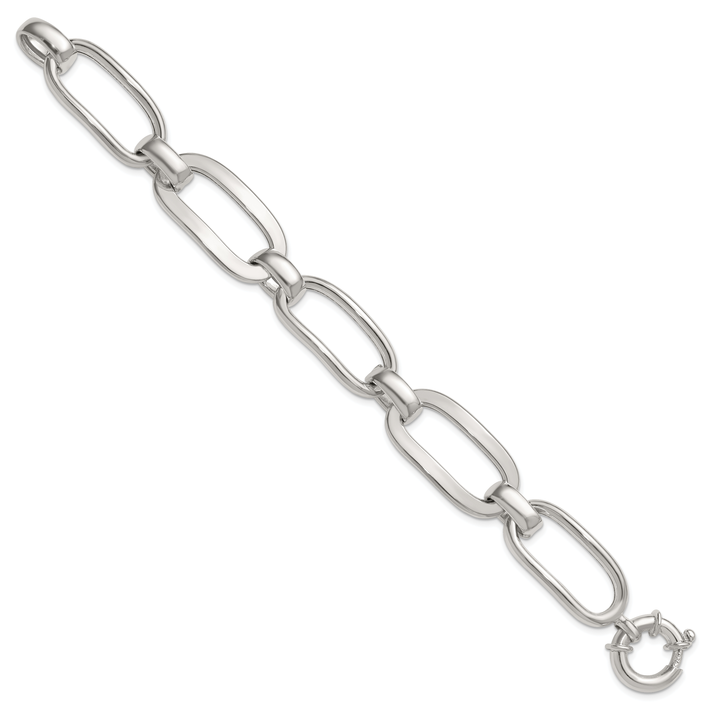 Sterling Silver Polished Long Oval and Round Link 7.5 inch Bracelet Secondary image