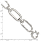 Sterling Silver Polished Long Oval and Round Link 7.5 inch Bracelet