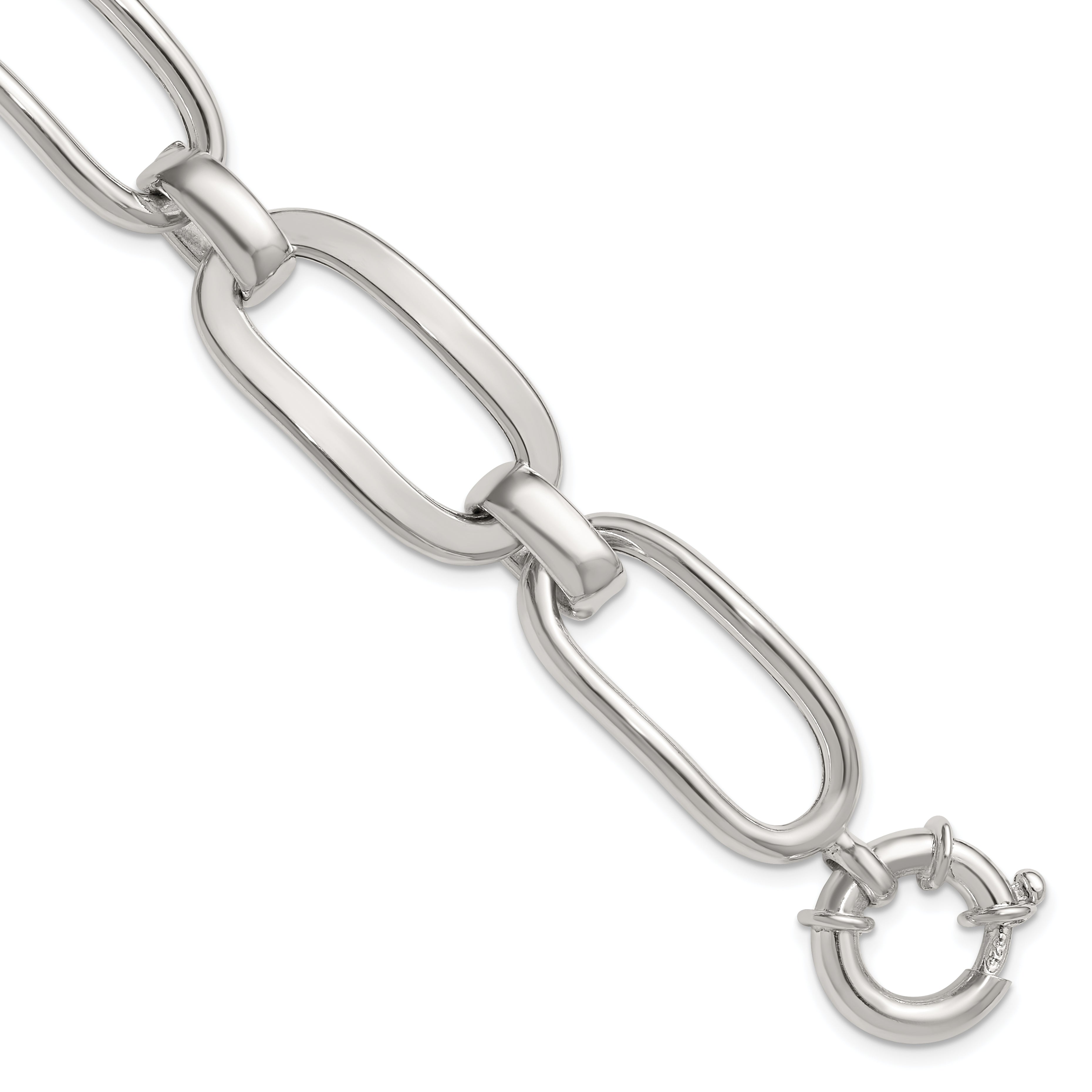Sterling Silver Polished Long Oval and Round Link 7.5 inch Bracelet Main image