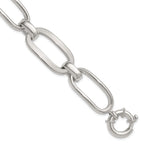 Sterling Silver Polished Long Oval and Round Link 7.5 inch Bracelet
