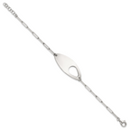Sterling Silver Fancy Geometric Center with Paperclip Link 7 inch with 0.5 inch Extension Bracelet