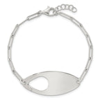 Sterling Silver Fancy Geometric Center with Paperclip Link 7 inch with 0.5 inch Extension Bracelet