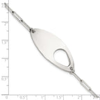 Sterling Silver Fancy Geometric Center with Paperclip Link 7 inch with 0.5 inch Extension Bracelet