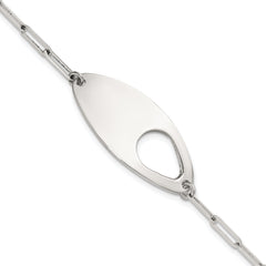 Sterling Silver Fancy Geometric Center with Paperclip Link 7 inch with 0.5 inch Extension Bracelet