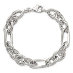 Sterling Silver Polished and Textured Triple Link and Twisted Link 8 inch Bracelet