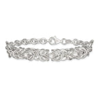 Sterling Silver Polished Fancy Byzantine Center 7.75 inch Bracelet